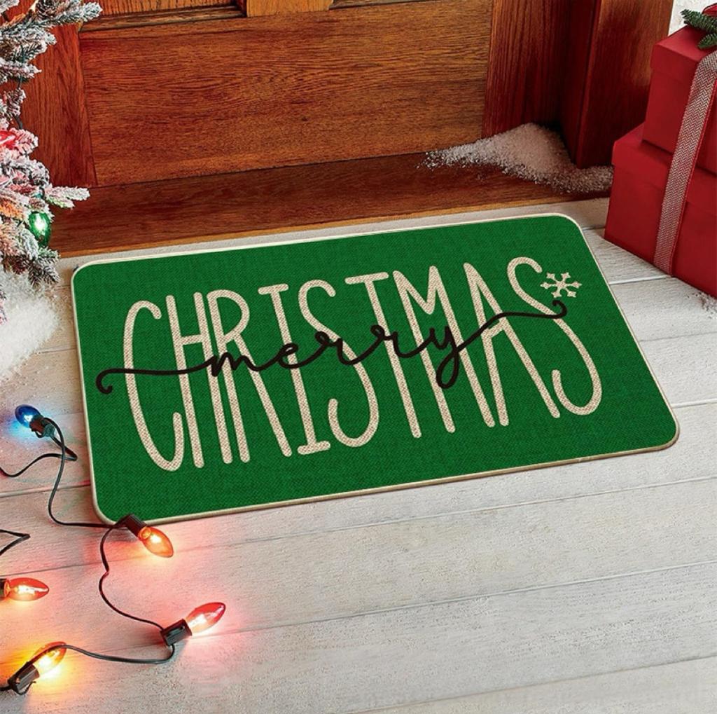 Merry Christmas Santa Claus Welcome Carpet Party Living Room Sofa Bedroom Bedside Study Entrance Door Rug Non-slip Decor Mat