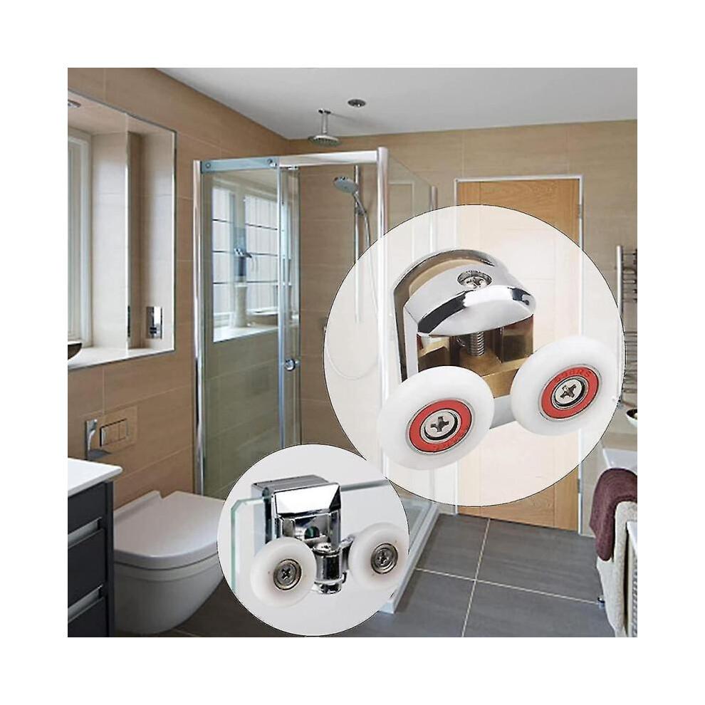 Shower Door Rollers, 4pcs 25mm Sliding Shower Doors Wheels Replacement Roller Runner Wheel 2 Top & 2 Bottom Chrome Plated Door Roller