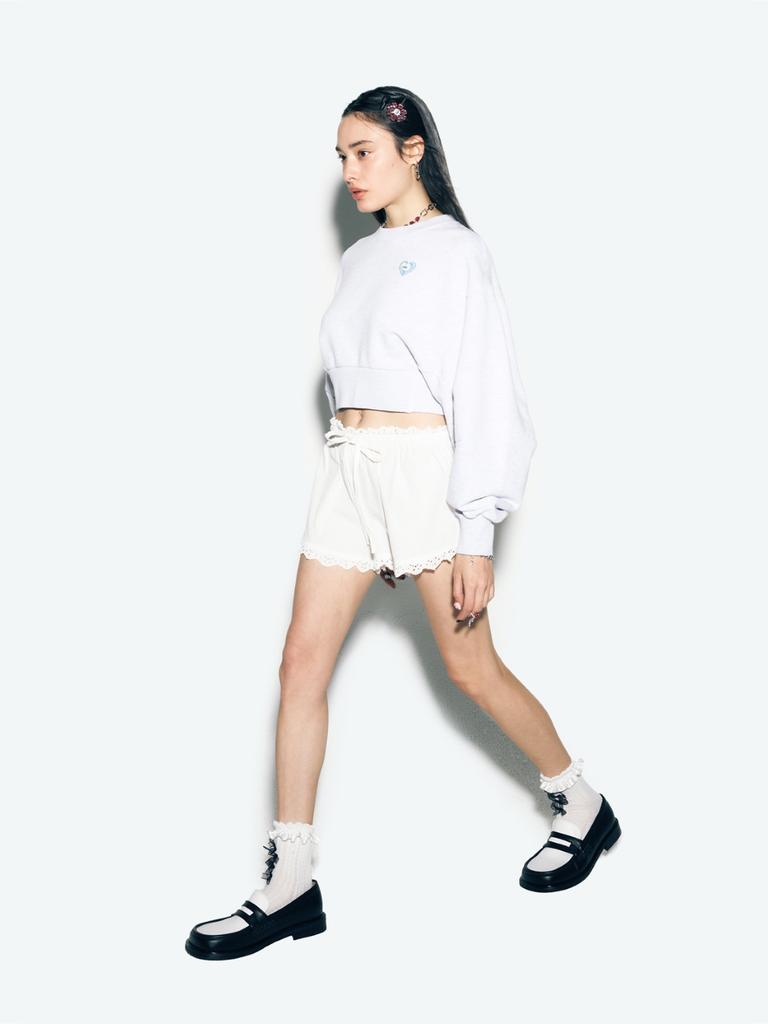 ASIF CALIE Crop Sweatshirt Whitemelange