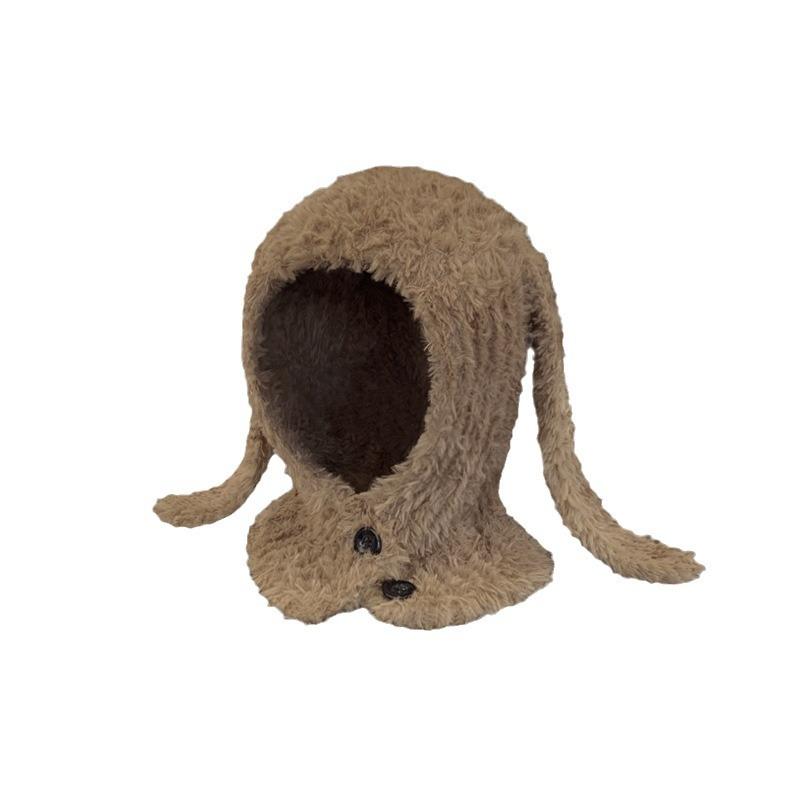 Cute Plush Long Eared Rabbit Hat Female Concave Design Warm Ear Protection Balakla Hat Autumn/Winter Hoodie