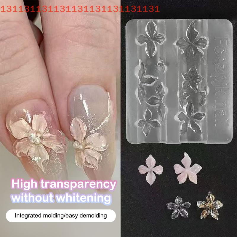 Clear Nail Carving Tool, 1/3Pcs Silicone 3D Mold, Lily & Hibiscus Flower Pattern, Hawaii Style Nail Art