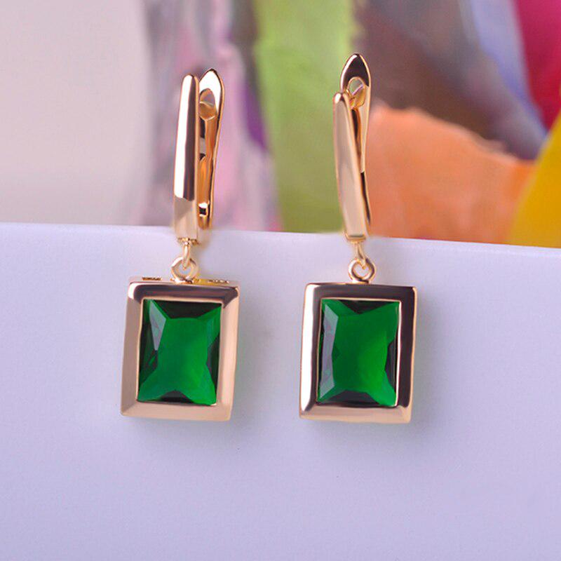 Модные серьги со стразами, ювелирные изделия для девочек и женщин, серебряный цвет, дизайн Brincos, изысканные медные серьги, персонализированные бижутерии зелёный