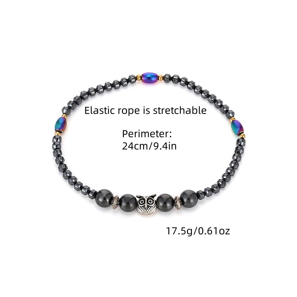 Irregular Black Magnetic Oval Bead Anklet with AB Color for Women