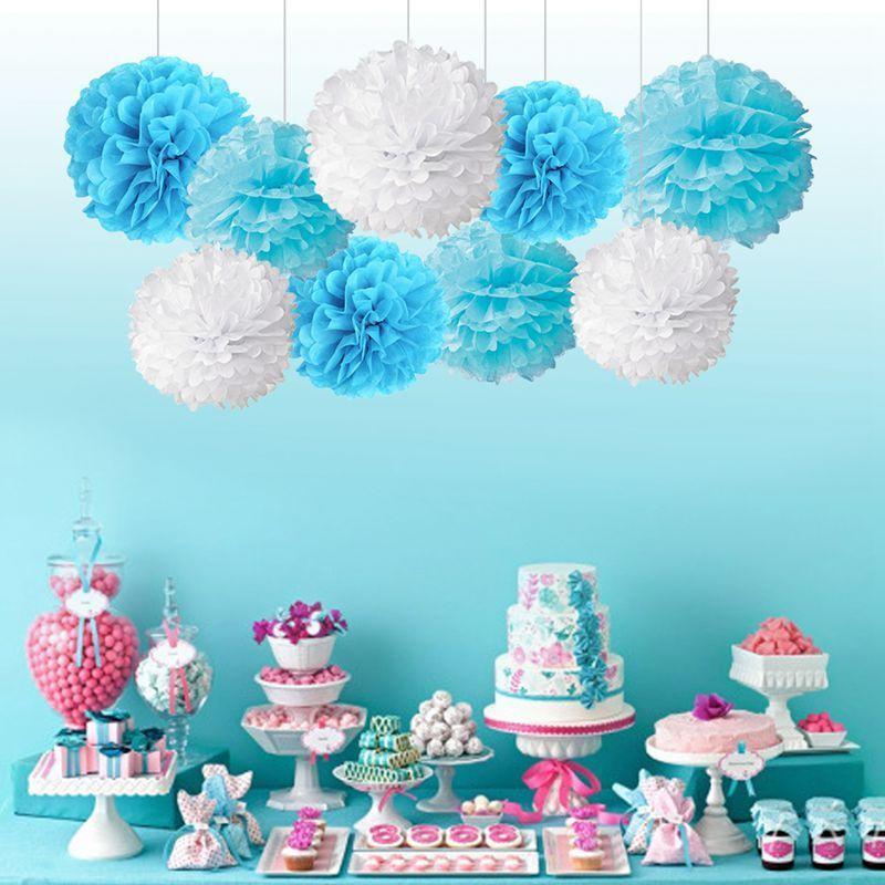 9pcs 8 10 Tissue Paper Pom Poms Ball Wedding Birthday Party Baby Decor Room