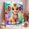 Watercolor Splash Simba New Pearl-Inlaid Frameless Art | Handmade Pearl Craft, Vibrant Watercolor Theme, for Playful Kids & Animal Lovers Home Decor