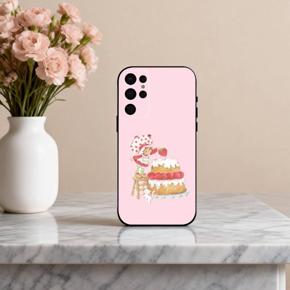 S-StrawberryS Vintage S-Shortcake  Phone Case For Samsung S25,24,23,22,30,21,10,9,Ultra,Plus,Lite,FE,4,5 G Soft Black Case