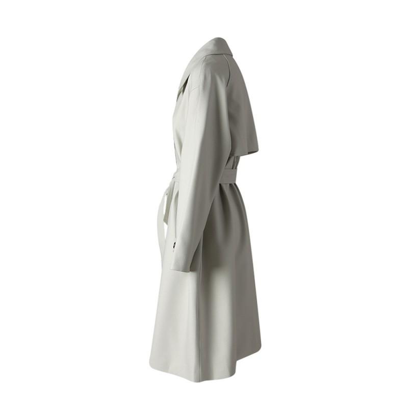 Womens British Style Oversized Trench Coat With Belted Waist Notched Collar Long Sleeve Loose Fit