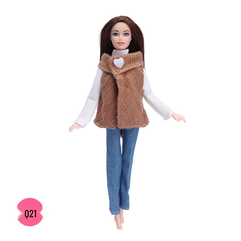 

Набор модной одежды для куклы Барби 30 см: Длинное пальто из искусственного меха и плюшевая короткая куртка Clothes only (doll not included)