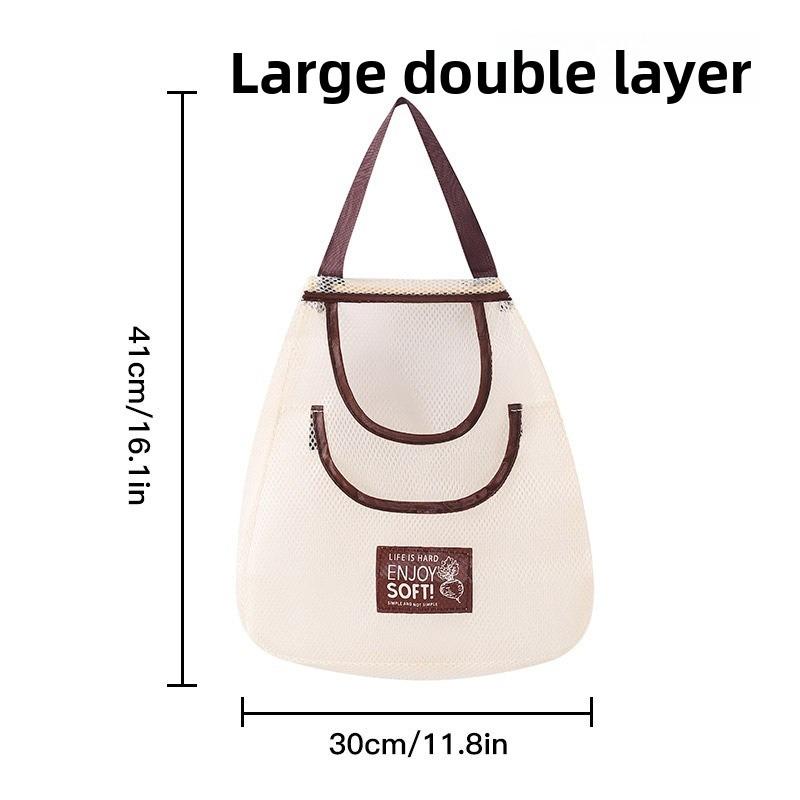 Подвесная сумка для фруктов и овощей имбирь чеснок кухонная сумка для хранения влагостойкая подвесная сумка сетчатая подвесная сумка настенная полая дышащая сумка для хранения Large double 3041cm бежевый 484₽