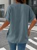 Plus Size Women's Solid V-Neck Buttoned Short Sleeve Top - Comfortable & Loose Fit, 2025 Collection.