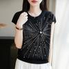 Tricou tricotat pentru femei MODERN NEW SAGA Cămașă tricotată de vară Tricouri cu mânecă scurtă Pulover Topuri tricotate
