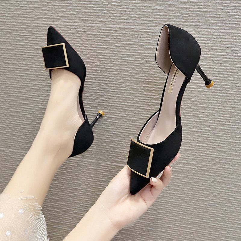 Women's Summer Footwear Stilito with Heel Shoes for Woman 2024 Green Sandals Square Toe Trend Beau Today Spring Stylish Fashion