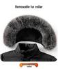 Men's Plus Size Mid-Length Winter Jacket with Detachable Hood and Fur Collar
