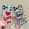 Fashion Colorful Love Hearts Print Clear Phone Case For iPhone 16 Pro Max 15 Plus 14 Pro 13 12 11 Plating Lens Protection Soft TPU Shockproof Cover