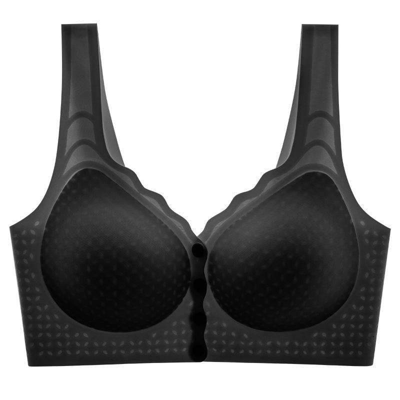 Full cup front buckle bra without steel ring large size middle-aged and elderly bra comfortable and breathable sleep