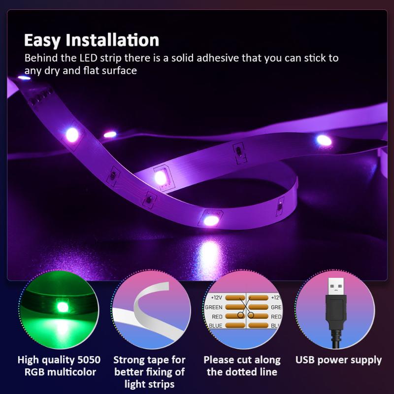 24 Key 5050RGB Bar Bluetooth LED Light with 5V 1M-30M, 16 Million Colors, RGB, LED Bar Light Music Synchronization, Party and Home Color Change
