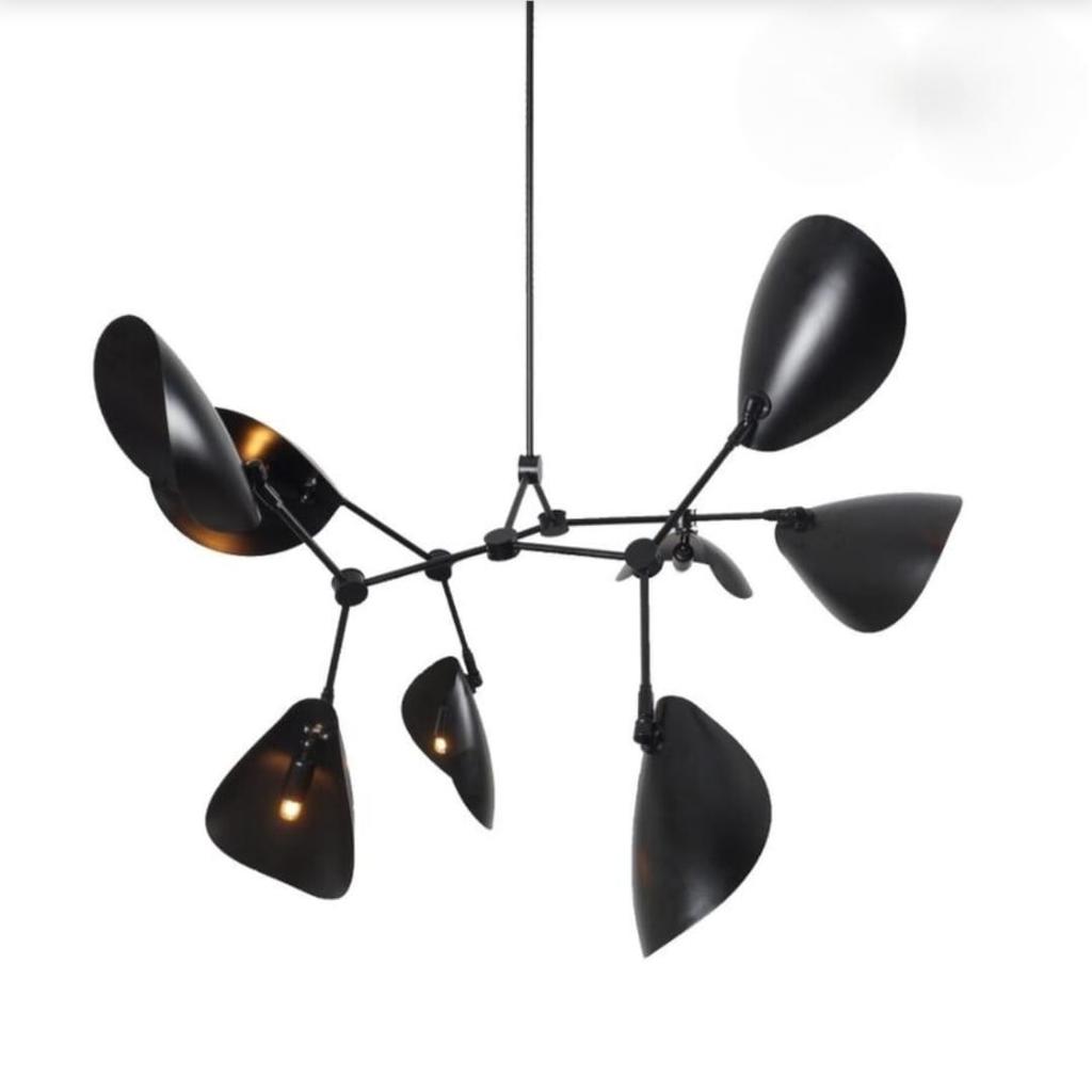 Sputnik Chandelier Stilnovo Style Ceiling Light Fixture with Curved Disc Shades Handmade Brass Mid Century Modern Lamp New Home Decor Gift