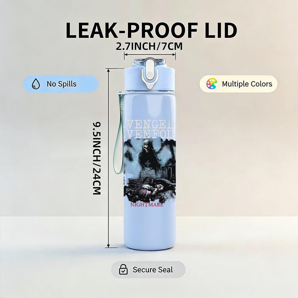 1PC Retro Band Black White Collage Poster Print 750ml Portable Sports Water Bottle Leakproof Gym Outdoor Travel Drink Cup