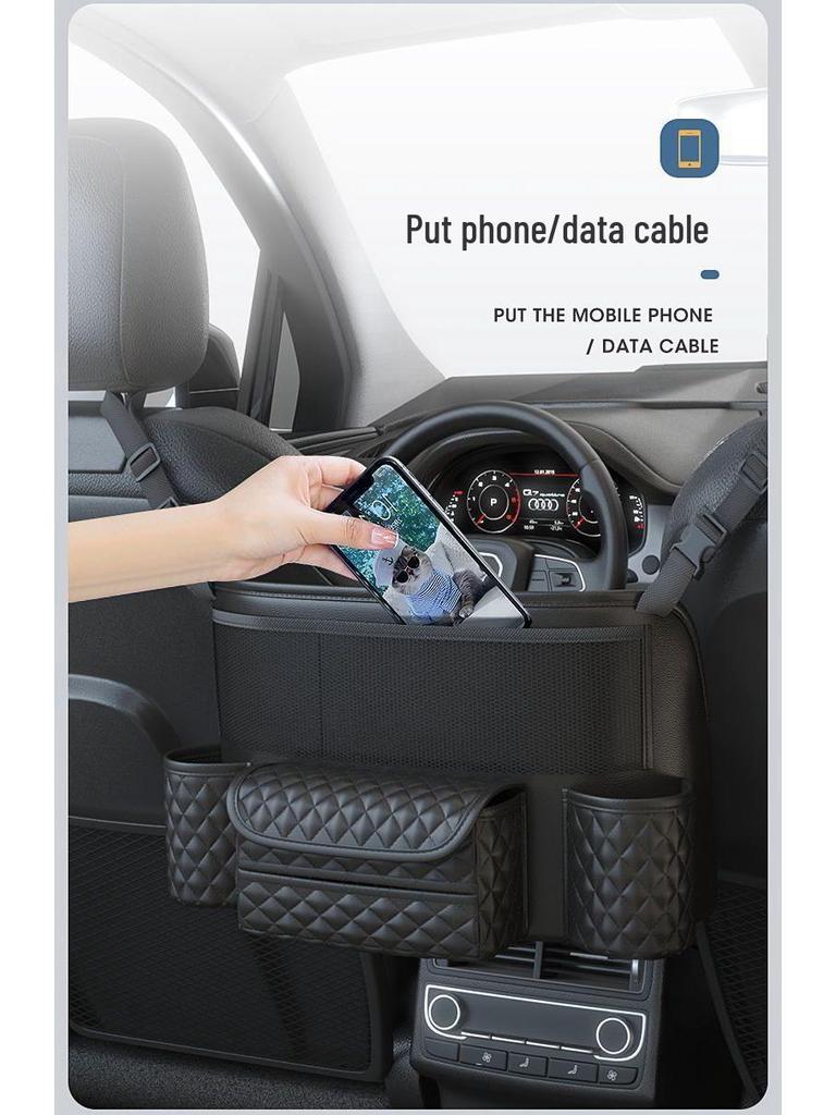 Car Seat Back Organizer & Trunk Storage Bag with Tissue Holder
