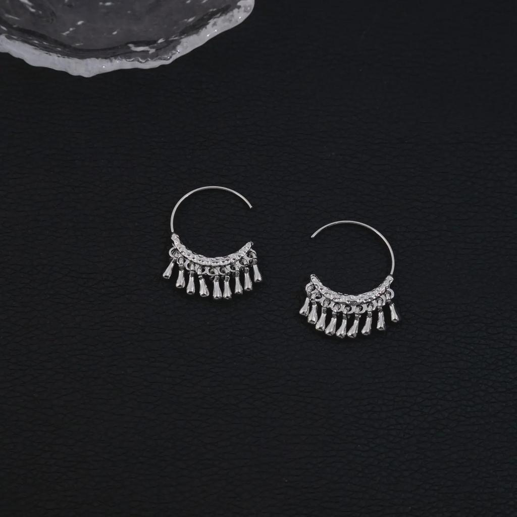 Elegant Teardrop C-Shaped Tassel Earrings - Luxurious, Minimalist Design for Women