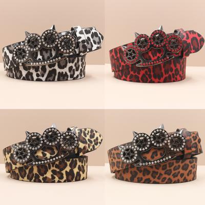 Strass-Tigerkralle-Schnalle Gürtel Leopardenmuster Serie Punk-Dekoration Damen Gürtel Yabi Dekorativer Gürtel