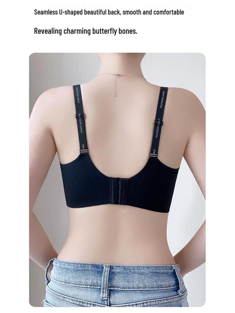 Women's Seamless Push-Up Bra: Letter Straps, Sexy Lift, Non-Run Cup, Plus Size Available