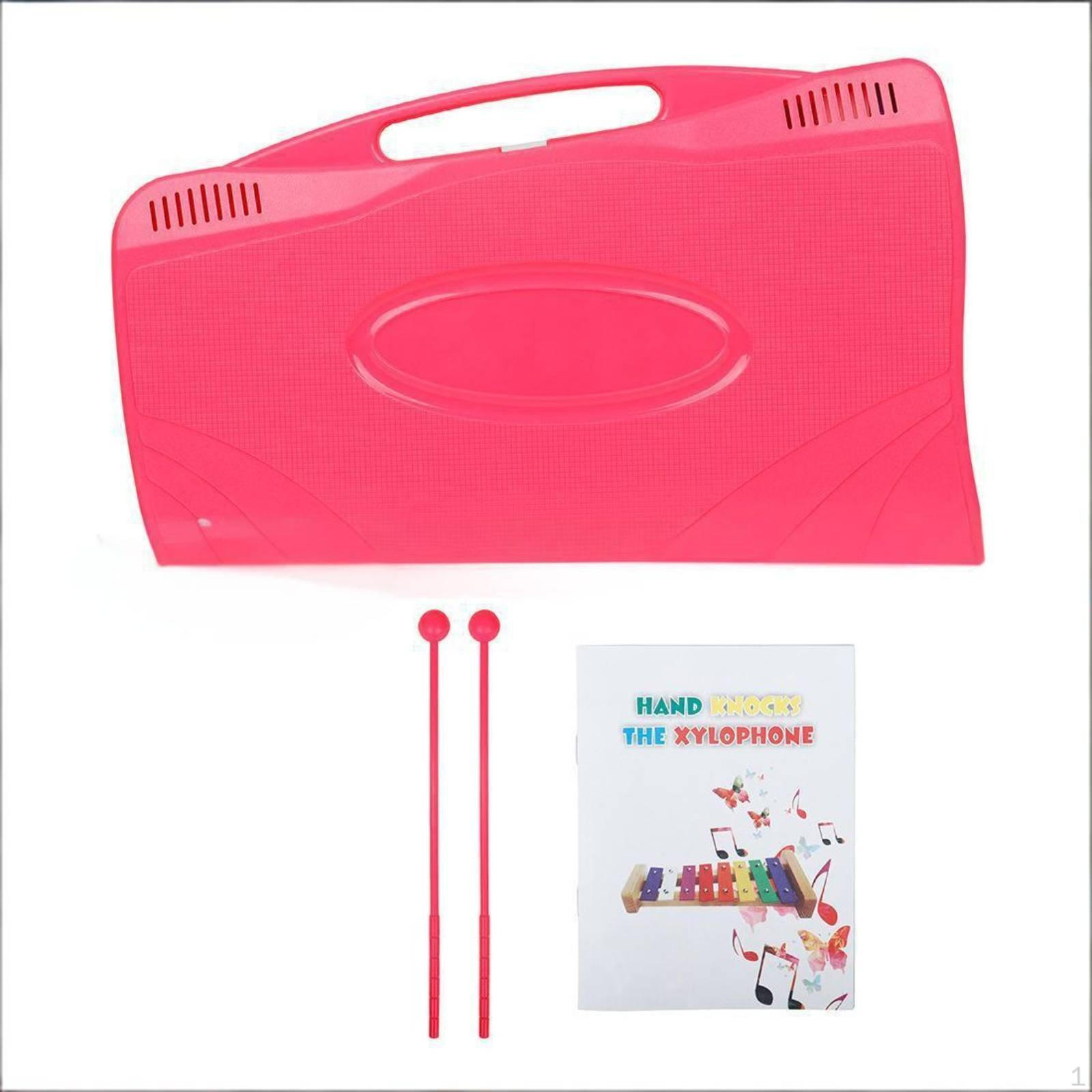 Aluminum Bar Xylophone Easy to Play 25 Note Introductory Set Percussion Songbook for Kids, розовый