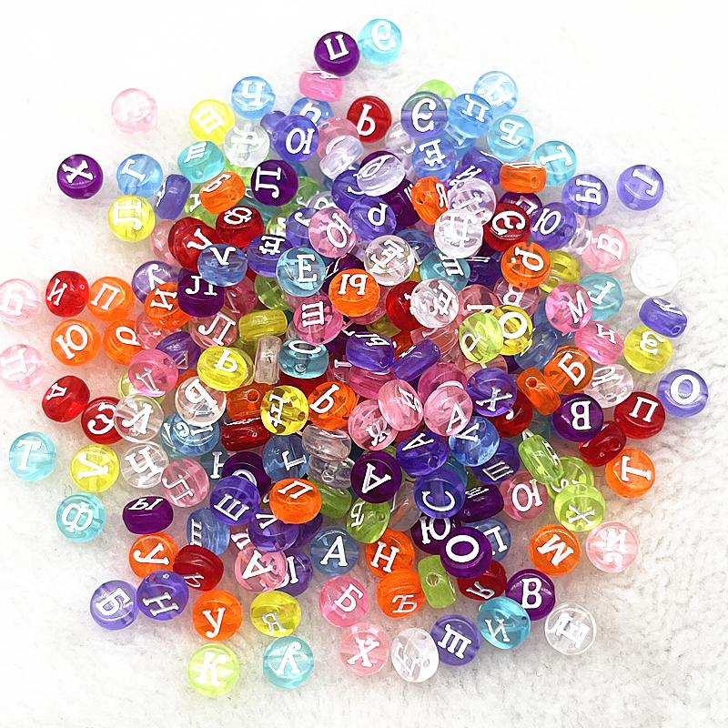 100pcs 7x4mm 6x6mm Russian Korean English Alphabet Letter Beads Charms Beads for Making Jewelry Diy Handmade Bracelets Necklace