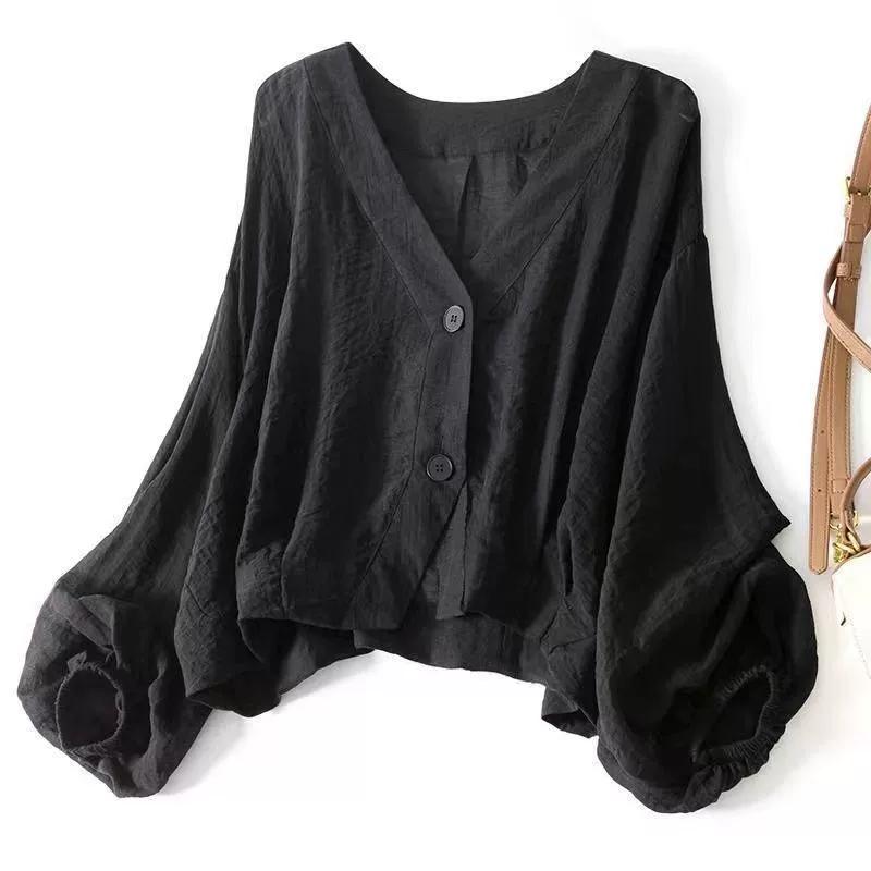 Women's Summer Loose-Fit Lightweight Short Jacket Casual Youthful Long-Sleeve Shirt