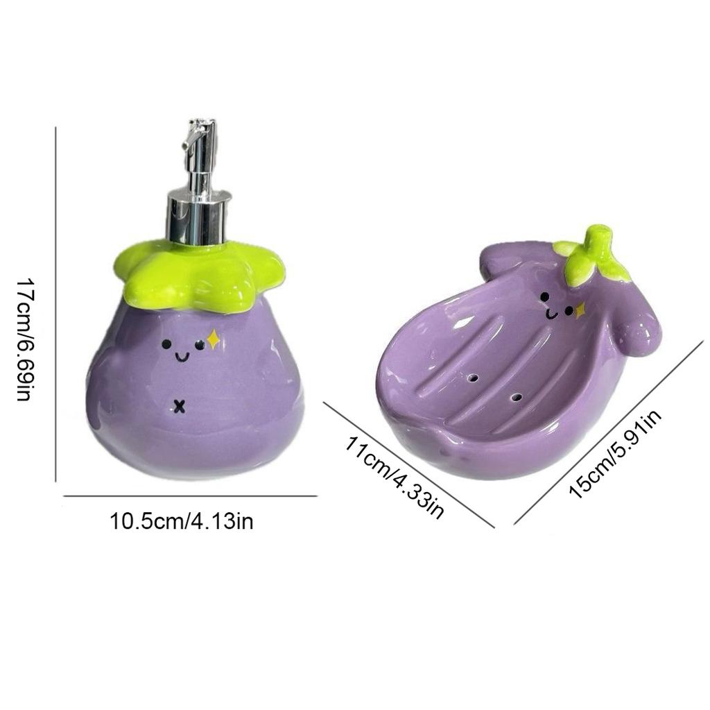 Eggplant Shaped Ceramic Soap Box With Drainage Design Cute Bathroom Decor Practical Soap Holder For Sink Countertop