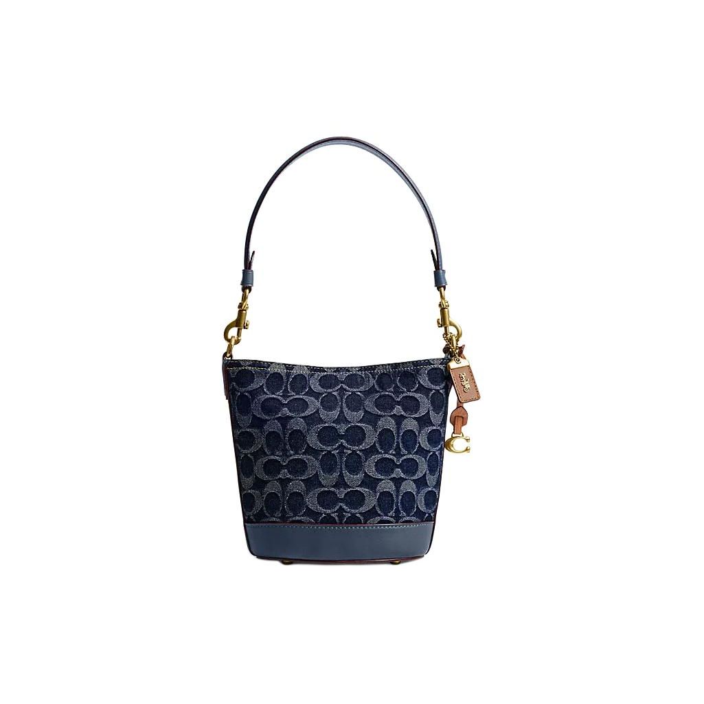 

Coach Dakotah 16 Classic Monogram Fabric And Leather Bucket Bag Women Bags Blue CT132-B4BL Basic Set (Bag+Dust Bag)