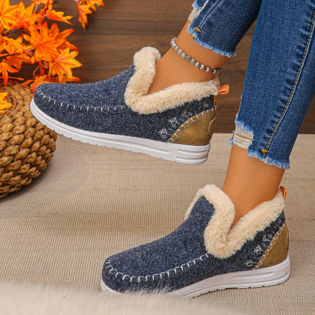 Fashion 2025 New Plus Size Snow Boots Fashion Flat Warm Plus Velvet Cotton Boots