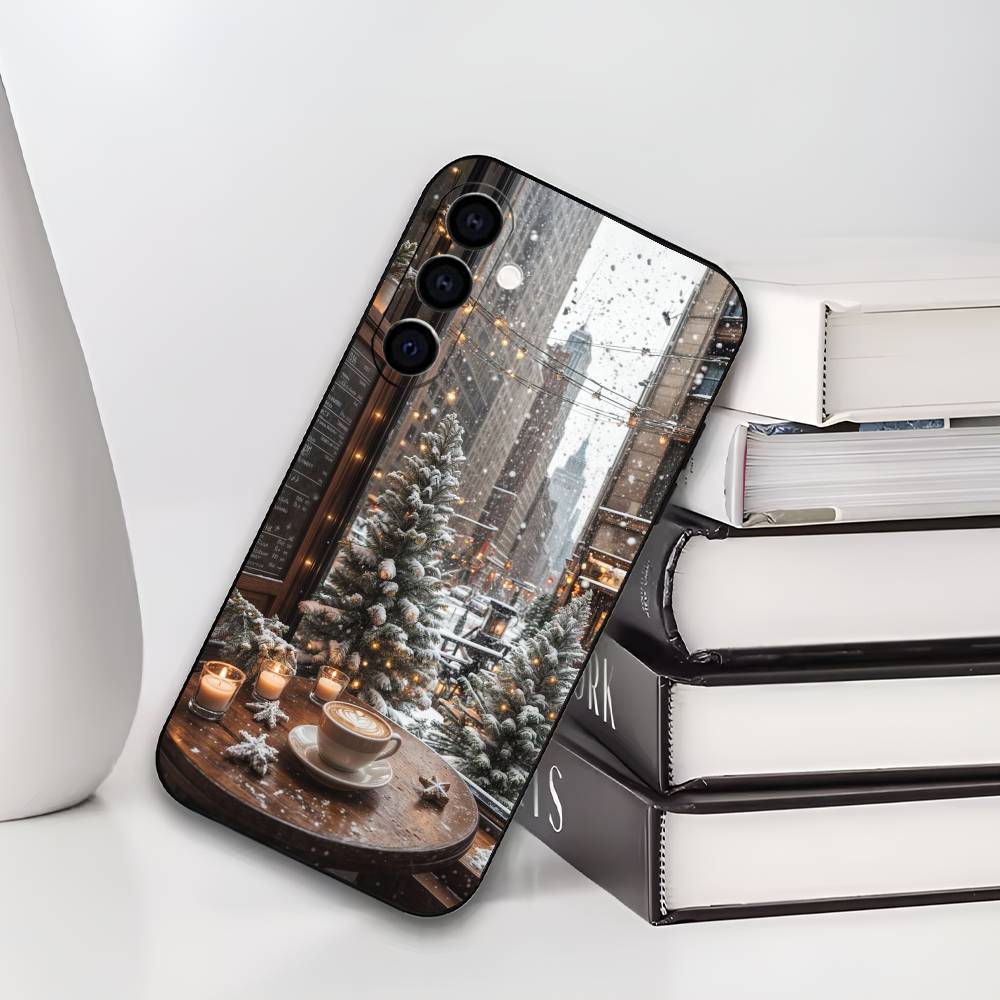 

Christmas Art winter Coffee Phone Case Silicone Soft For Samsung Galaxy A73,A72,A71,A70,A53,A52,A51 Samsung a71 5g