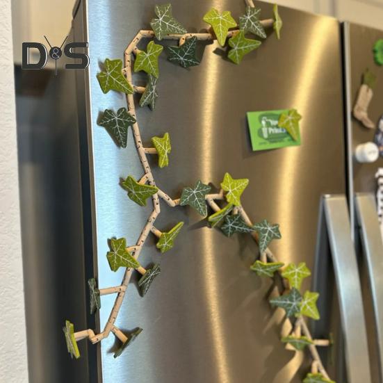 Břečťanové rostliny Samolepky na lednici Realistický design 3D Magnetické břečťanové listy Samolepky na lednici Flexibilní stonky Botanická dekorace