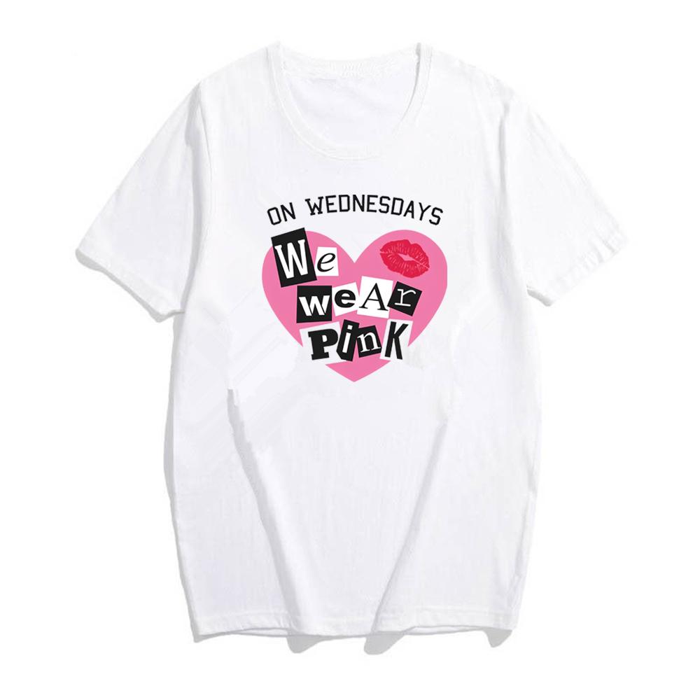 Ve středu nosíme růžové tričko pro dospělé, vtipné nové dárkové tričko pro ženy, letní tričko s krátkým rukávem s motivem zlých holek.