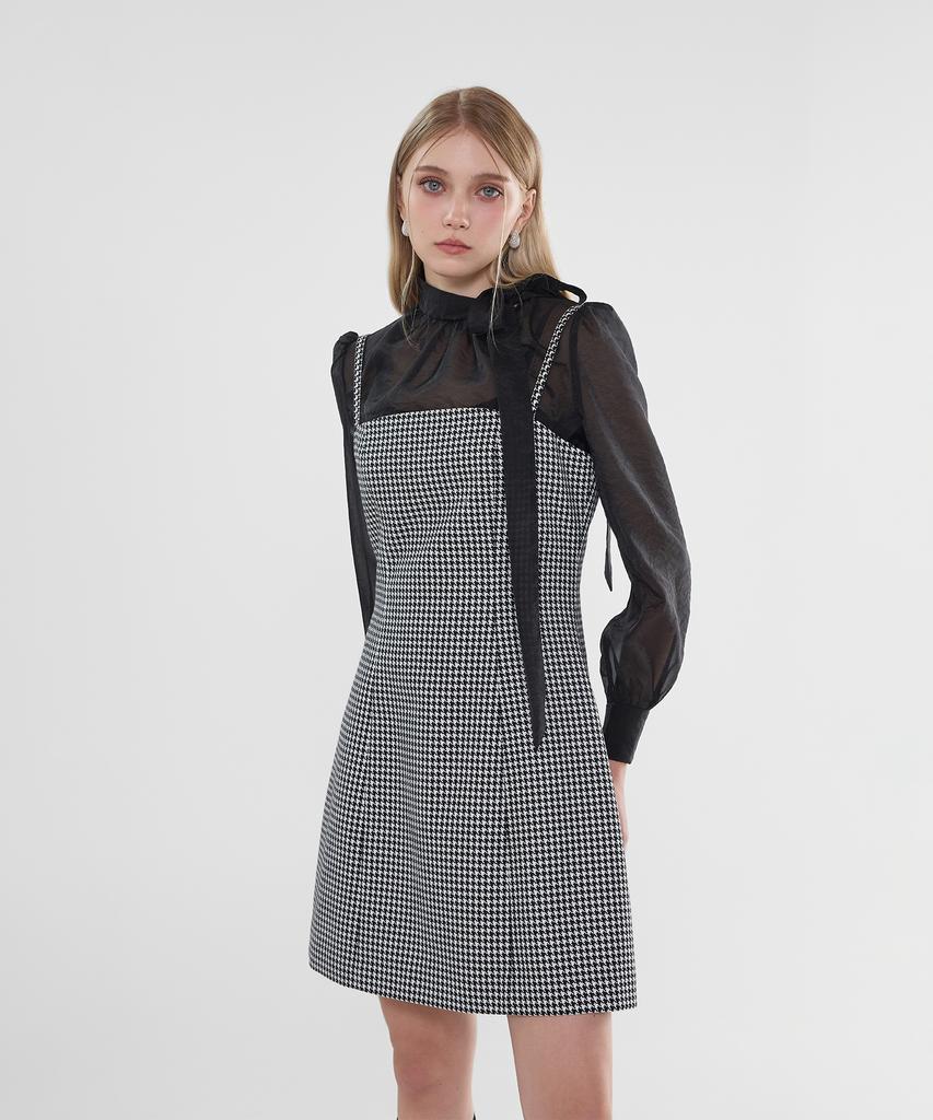 Scus Square Pied Dress_Hound Tooth Check