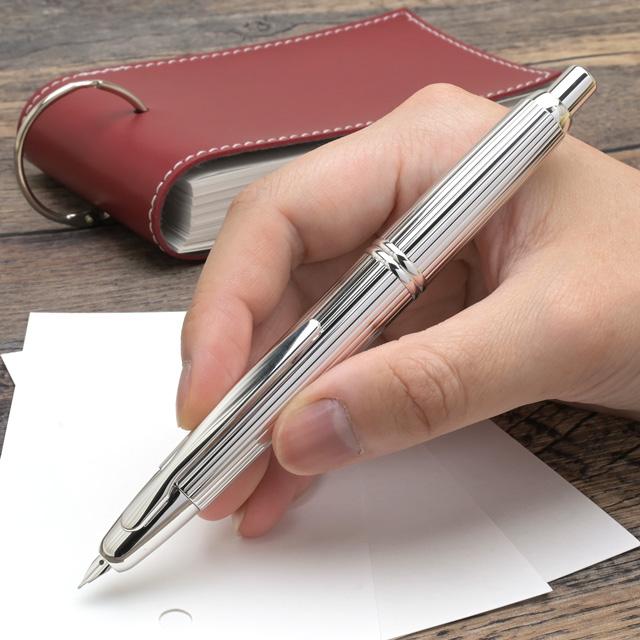 Pilot CAPLESS STRIPE Rhodium Vanishing Point Fountain Pen Fine Nib FC-3MS-S-F with Converter