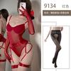 Sexy underwear Sexy lace mesh one-piece small chest gathering shapewear with leg rings and gloves