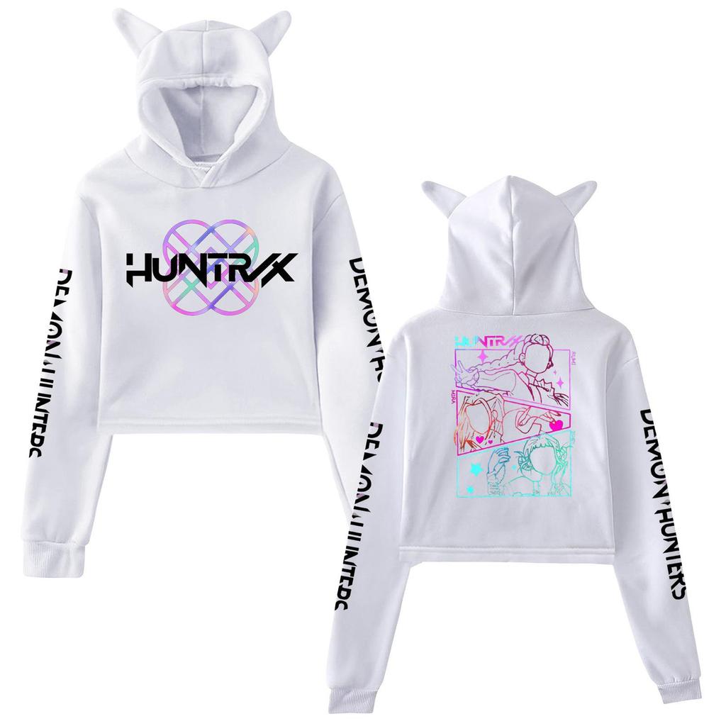 KPop Demon Hunters Hoodies Cosplay Costume Hoodies Sweatshirt for Girls Cat Ear Crop Pullover Casual Clothes