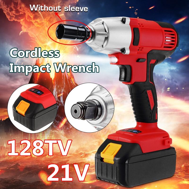 

128TV 21V Cordless Impact Wrench Machine Set Electric Drill Hammer Tool With LED Light Battery Rechargeable