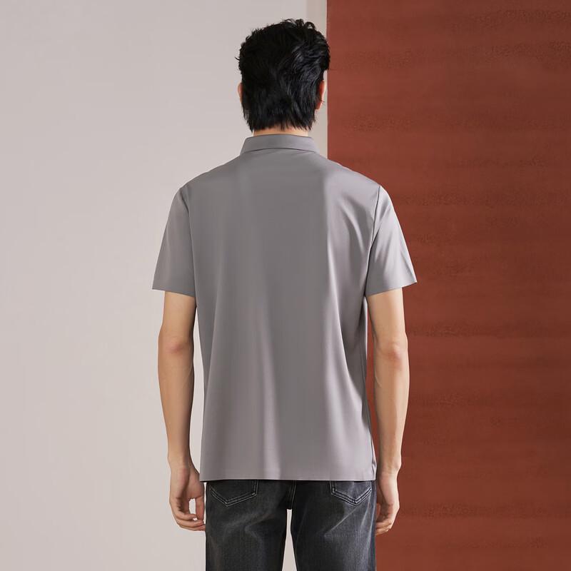 SEVEN Men's Seamless Mulberry Silk Blend Short Sleeve Polo Shirt