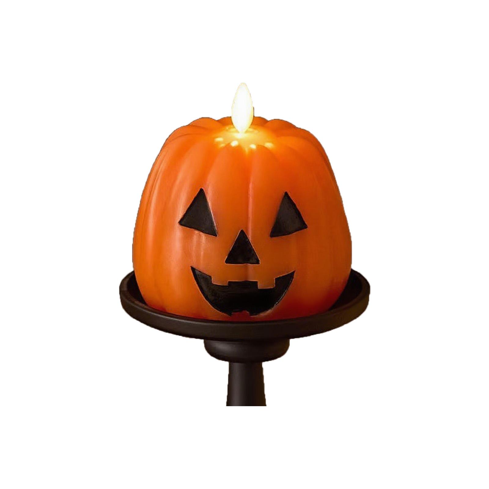 

Pumpkin Candle - Non-flaming Candle (solid Wax, Movable Flame, With LED Light) (4 Inches X 4.3 Inches) (Brown-orange Color) One Size