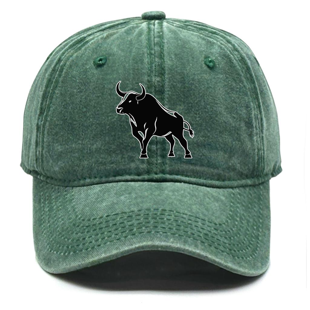 Unisex Snapback Baseball Hat Bull Print Hats For Man Raw Brim Adjustable Buckle Adjustable Caps Ideal Choice For Men And Women