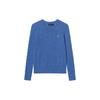 Polo Solid Color Small Pony Embroidered Cable Knit Round Neck Slim Fit Long Sleeve Sweater Women Sweater Blue WMPOSWENC021034-400