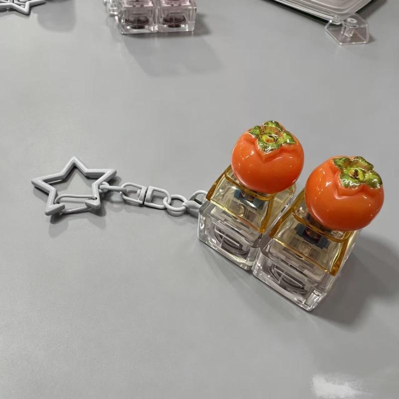Fruit Keycap Stress Relief Clicker Keychain Mini Vegetable Pendant Keyboard Button Keyring Decompress Fingertip Keyring
