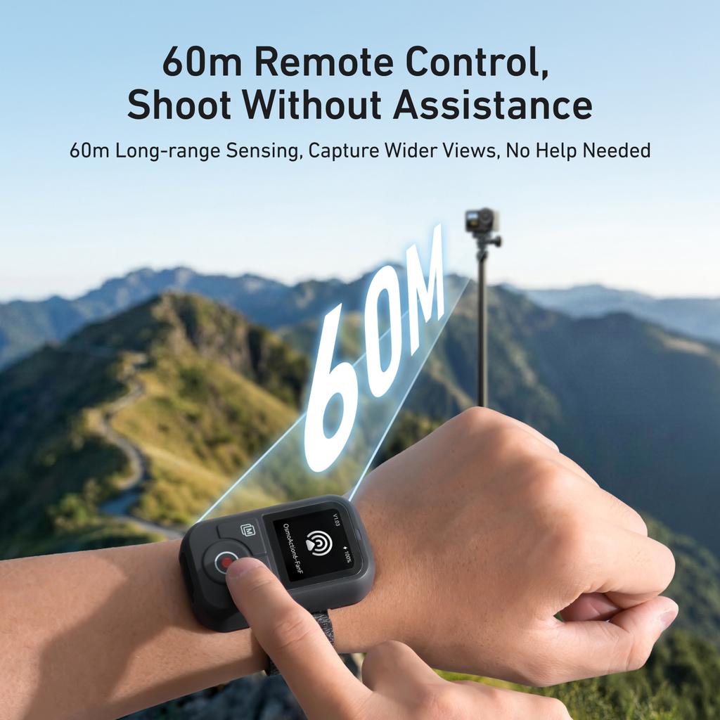 60M Bluetooth Remote Control For DJI OSMO Action 6 / 5Pro / Action 4/OSMO 360 Camera Accessories With Wrist Strap Screen Display
