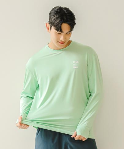 Tyubeuteuli Finger Hole Loose Fit Long Sleeve Rash Guard A704 Glory Green