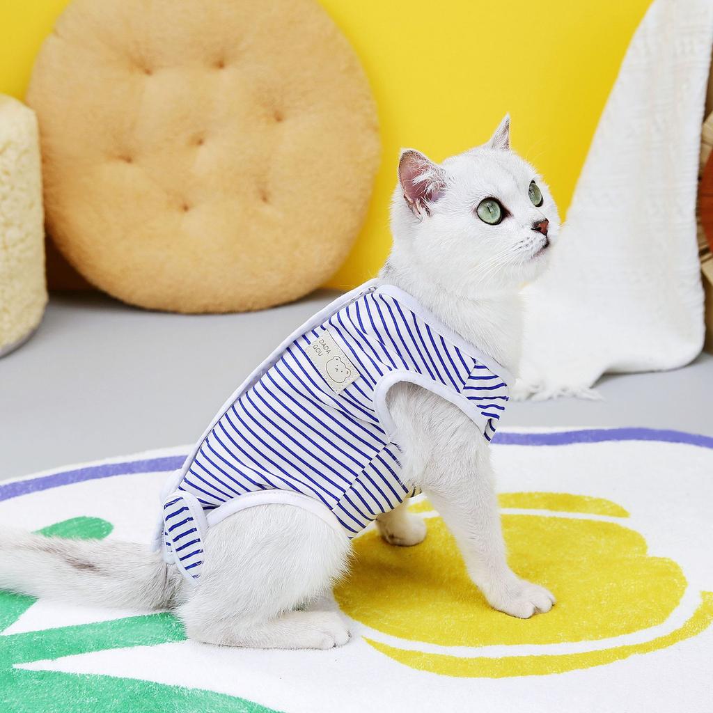 Striped Cat Sterilization Suit Pet Sterilization Suit Cat Postpartum Clothes Surgical Suit Anti Licking Weaning Suit Pet Supply