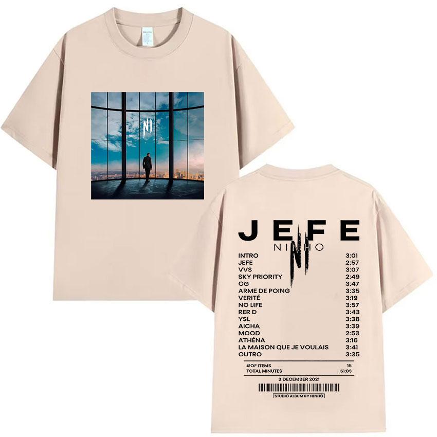 Rapper Ninho Jefe Album 2025 Graphic T-shirt Unisexs Clothing Rock Gothic Pop Music Short Sleeve T Shirt Fashion Oversized T-shirts
