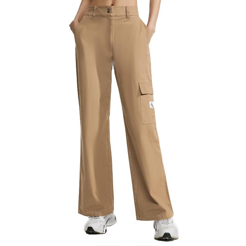 Calvin Klein Minimalist Woven Label Multi-Pocket Vintage Style Cargo Pants Women pants Coffee-Brown J220681-PE5